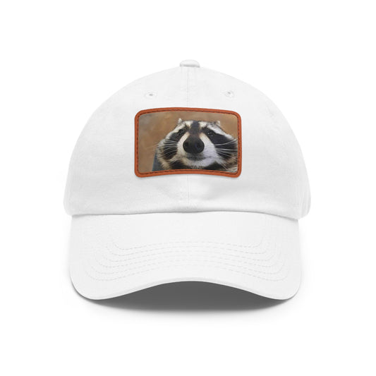 Whimsical Raccoon Dad Hat with Leather Patch - Perfect Gift for Animal Lovers